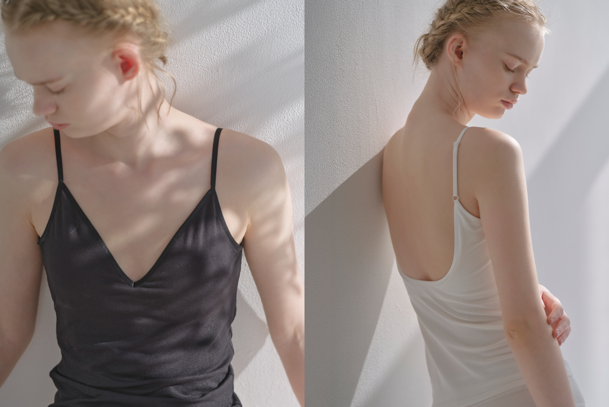 V-NECK BACK OPEN CAMISOLE たくさんのお声をいただき、Vネックバックオープンキャミが２年ぶりに再販売いたしました。