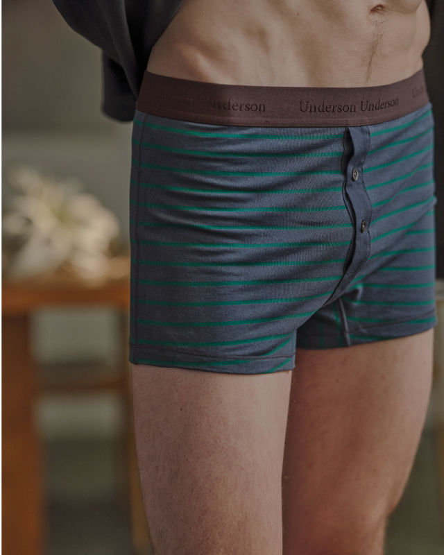ボーダーショートトランクスを着用している男性モデルの画像02